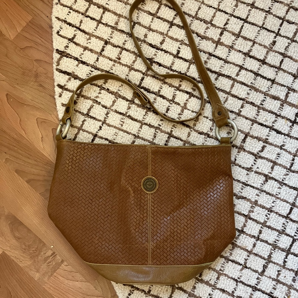 Vintage Capezio Brown Woven Crossbody Bag